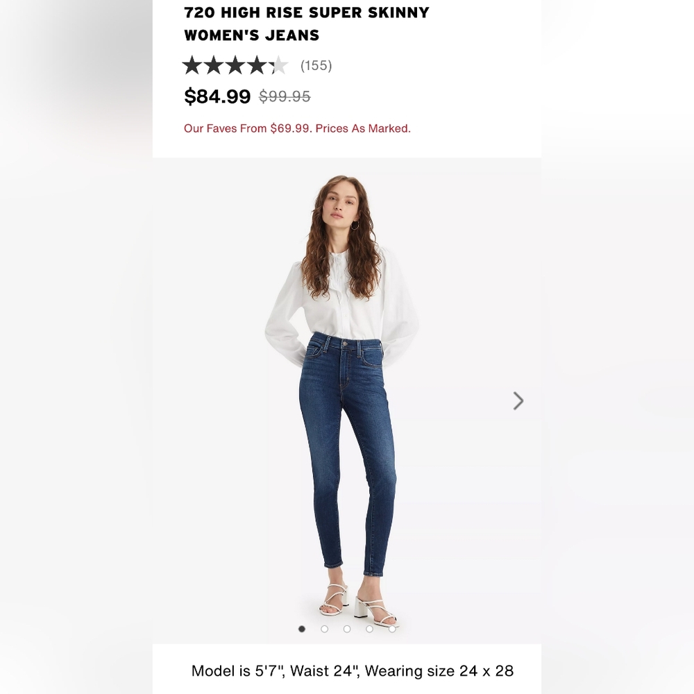 Levi's Women's 720 High Rise Super Skinny Jeans - Blue W26 L30